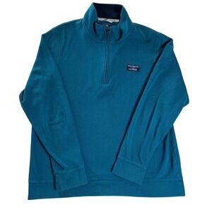 L.L.Bean Quarter Zip Pullover Mens M Teal Cotton Traditional Fit Casual